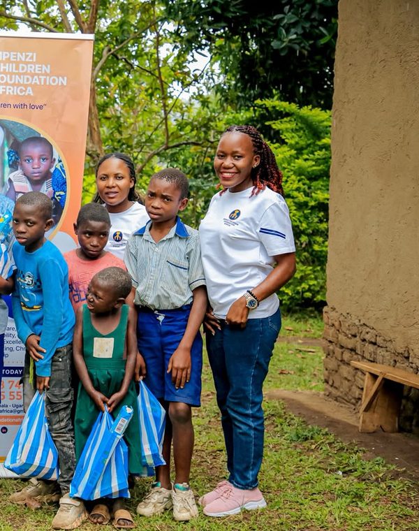Foundation staff with children after a school visit